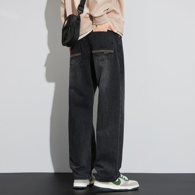 Boys Pants Summer Fashion American Style Retro Loose Straight Washed Wide Leg Denim Pants - Image 1