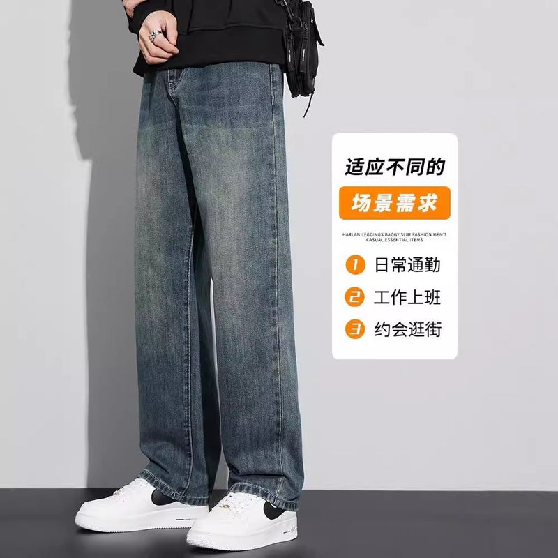 Boys Pants Summer Fashion American Style Retro Loose Straight Washed Wide Leg Denim Pants - Image 3