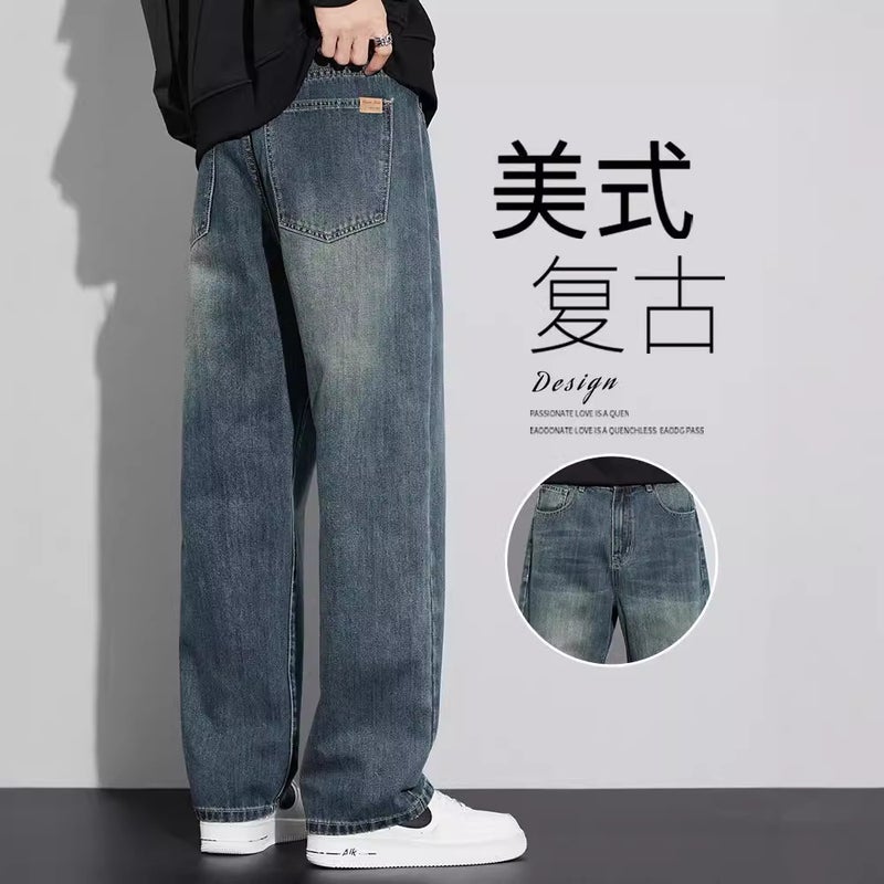 Boys Pants Summer Fashion American Style Retro Loose Straight Washed Wide Leg Denim Pants - Image 2