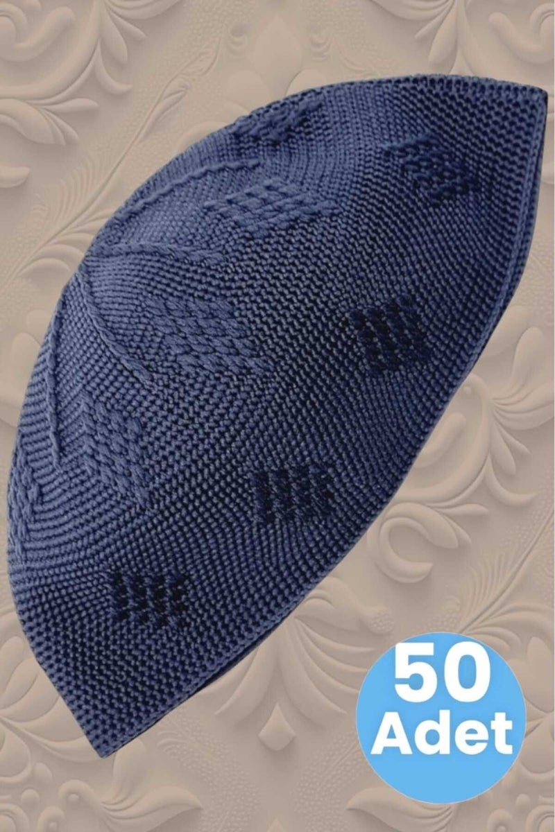 Hızırım 50's Woven Knitted Patterned Skullcap Quality Prayer Cap  - Image 1