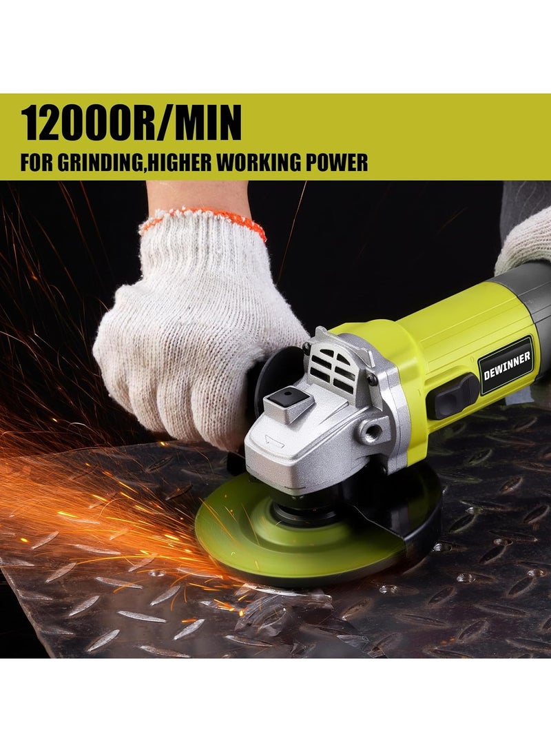 DEWINNER 850W Professional Angle Grinder, 12000 RPM, 2-Position Adjustable Auxiliary Handle, 115mm+ 6 Discs, Grinders Power Tools for Metal Wood, SMALL - Image 5