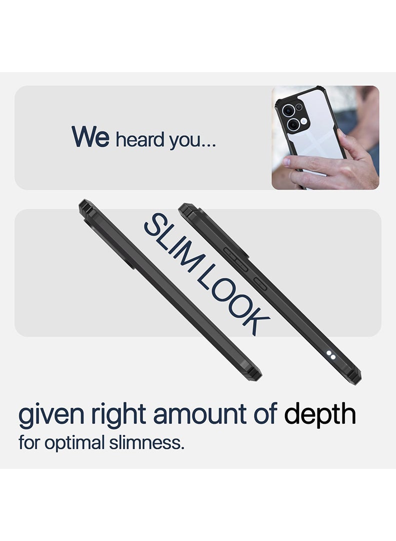 Case Up Case For Oppo Reno 13 5G Crystal Clear Tactical Back Cover Case With 360 Degree Protection, Shockproof Bumper Protective Phone Cover, Anti-Scratch Hard PC Back (Clear) - Image 5