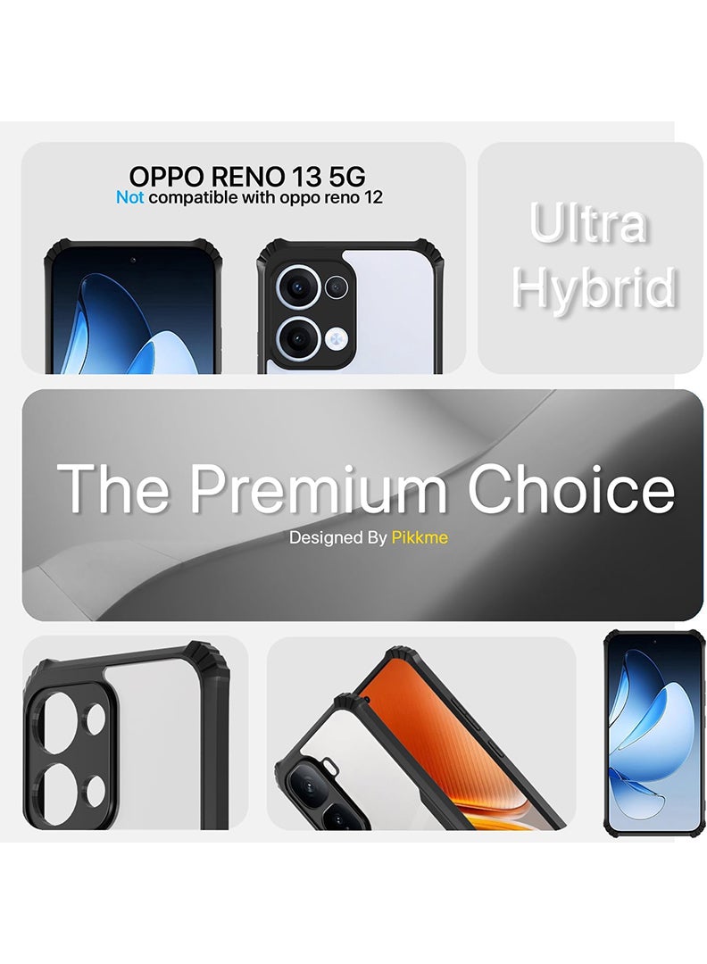 Case Up Case For Oppo Reno 13 5G Crystal Clear Tactical Back Cover Case With 360 Degree Protection, Shockproof Bumper Protective Phone Cover, Anti-Scratch Hard PC Back (Clear) - Image 3