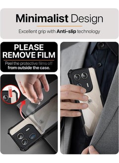 Case Up Case For Motorola Edge 50 Ultra Crystal Clear Tactical Back Cover Case With 360 Degree Protection, Shockproof Bumper Protective Phone Cover, Anti-Scratch Hard PC Back (Clear)  - Image 3