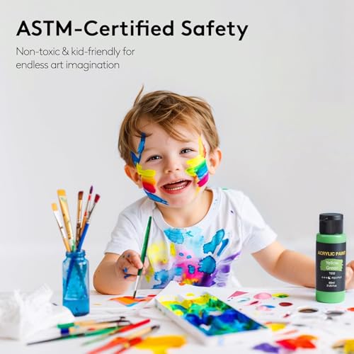TMOL Acrylic Paint Set, 24 Colors (2 oz/Bottle) with 12 Art Brushes, Art Supplies for Painting Canvas, Wood, Ceramic & Fabric, Rich Pigments Lasting Quality for Beginners, Students & Professional Artist - Image 5