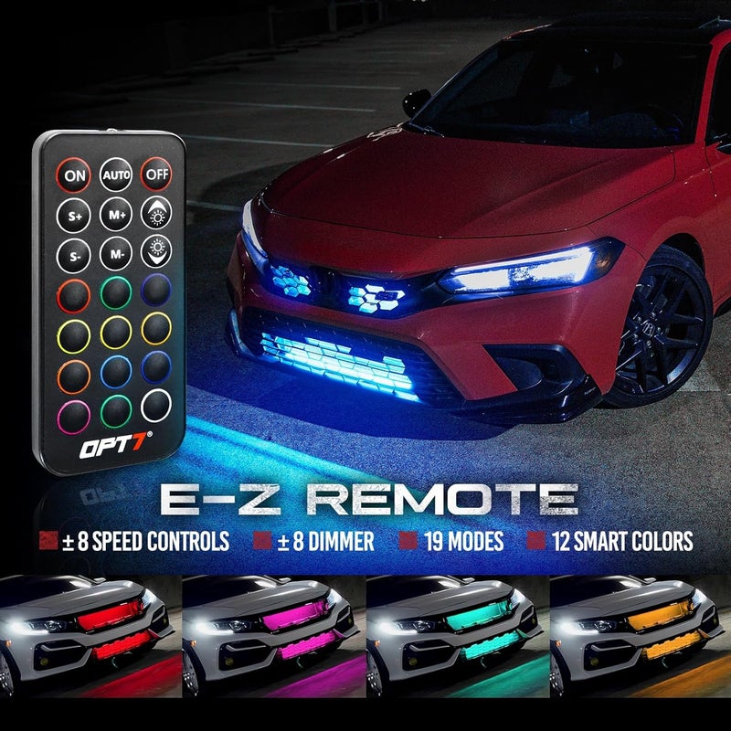 OPT7 Aura 4PCS LED Grille Lights with Remote Control, 24 inches IP67 Waterproof LED Strip Lights - Image 2