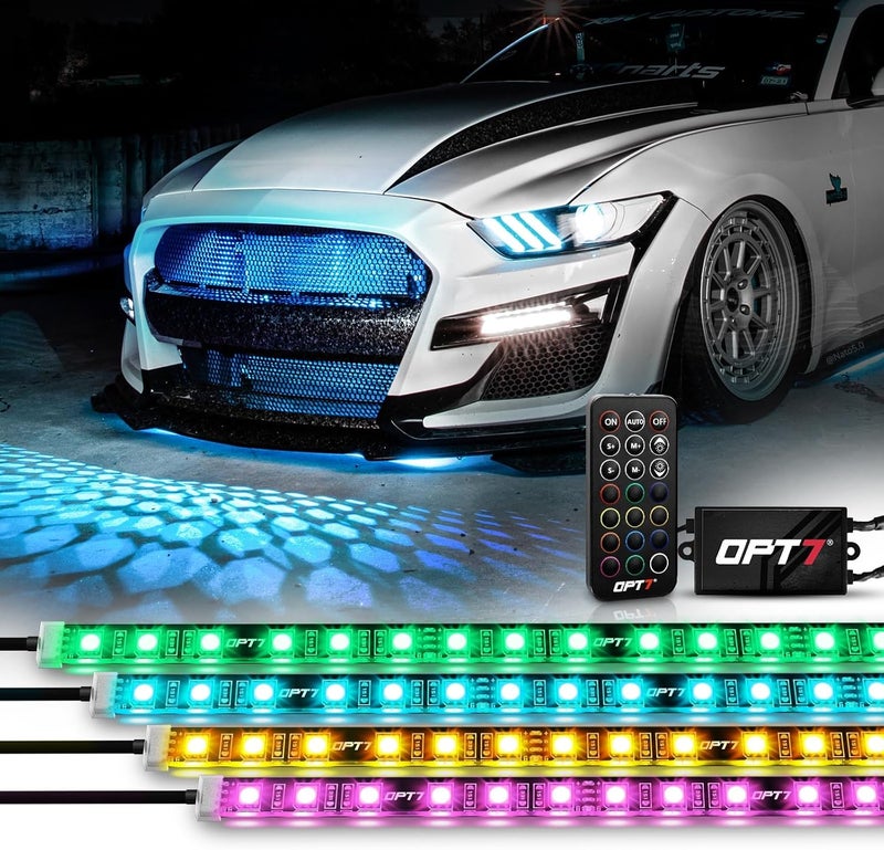 OPT7 Aura 4PCS LED Grille Lights with Remote Control, 24 inches IP67 Waterproof LED Strip Lights - Image 1