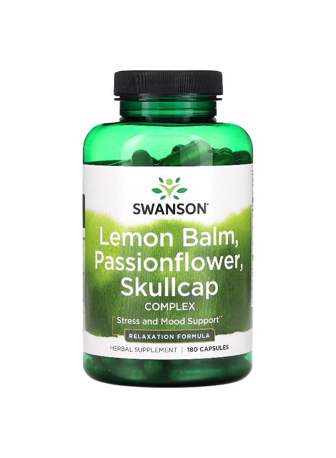Swanson, Lemon Balm, Passionflower, Skullcap Complex, 180 Capsules - Image 1