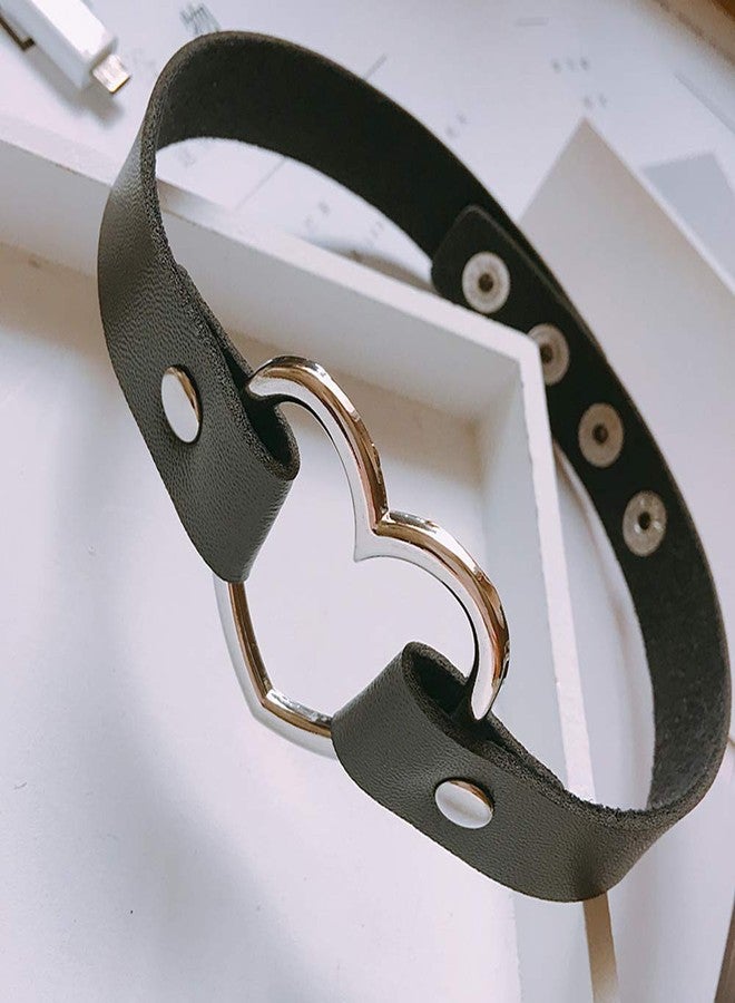 ETHOON Love Heart PU Leather Choker Necklace Goth Choker Collar Chain Black - Image 5