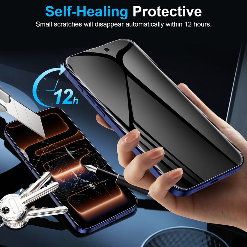 LYWHL 2 Pack for iPhone 17 Pro Max Privacy Screen Protector [Like Original Touch Sensitivity], Anti-Spy Private 17 Pro Max Film [Non-Glass], Case Friendly, Scratch-Resistant, Self-Healing - Image 4