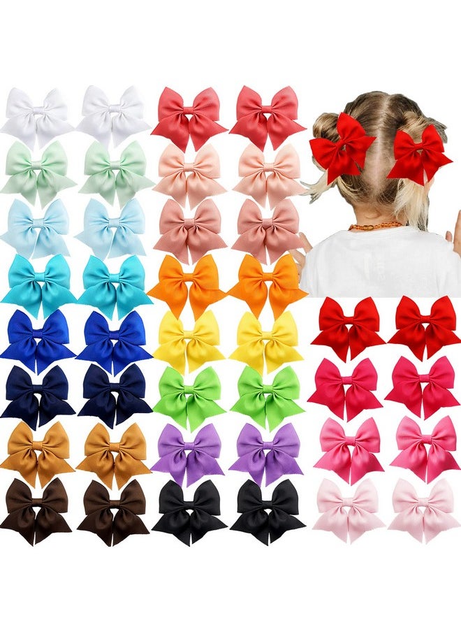 CELLOT - 40Pcs 2.75 Inch Hair Bows For Girls Grosgrain Ribbon Toddler Hair Bows Alligator Clips For Baby Girls Kids Teens Back To School Hair Accessories In Pairs - Image 1
