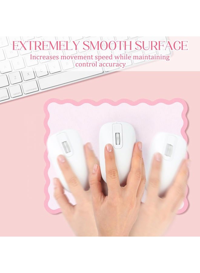 Kingdder Pink Scalloped Wave Mouse Pad - 9.8 x 7.8 Inches Non-Slip Rubber Base with Waterproof Fabric Surface, Cute Desk Mat for Women Girls Office, Gaming & Home Decor - Image 5