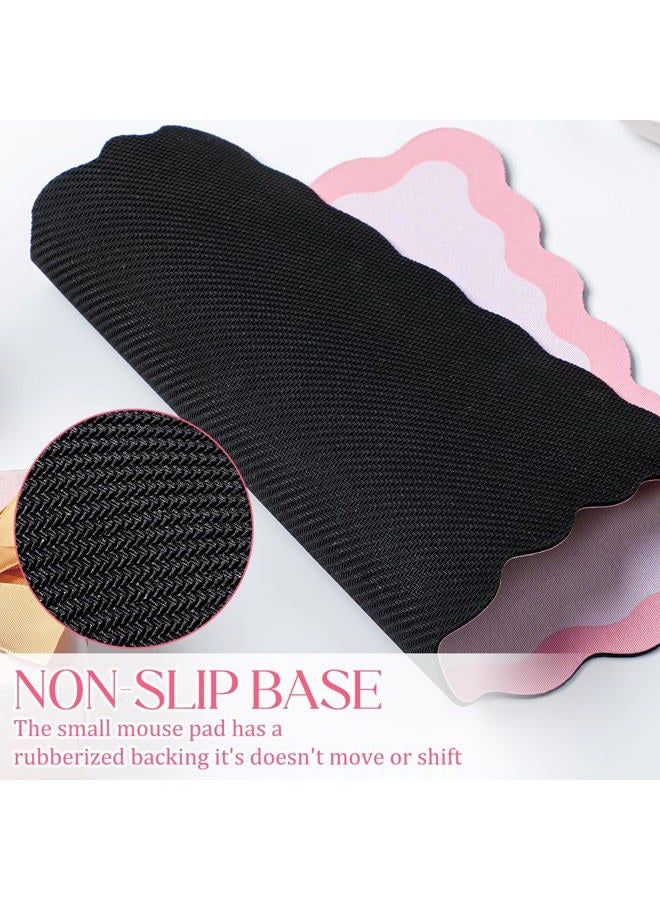 Kingdder Pink Scalloped Wave Mouse Pad - 9.8 x 7.8 Inches Non-Slip Rubber Base with Waterproof Fabric Surface, Cute Desk Mat for Women Girls Office, Gaming & Home Decor - Image 3