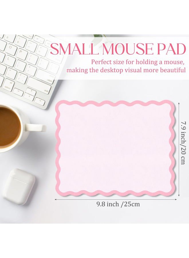 Kingdder Pink Scalloped Wave Mouse Pad - 9.8 x 7.8 Inches Non-Slip Rubber Base with Waterproof Fabric Surface, Cute Desk Mat for Women Girls Office, Gaming & Home Decor - Image 2