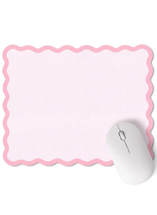 Kingdder Pink Scalloped Wave Mouse Pad - 9.8 x 7.8 Inches Non-Slip Rubber Base with Waterproof Fabric Surface, Cute Desk Mat for Women Girls Office, Gaming & Home Decor - Image 1