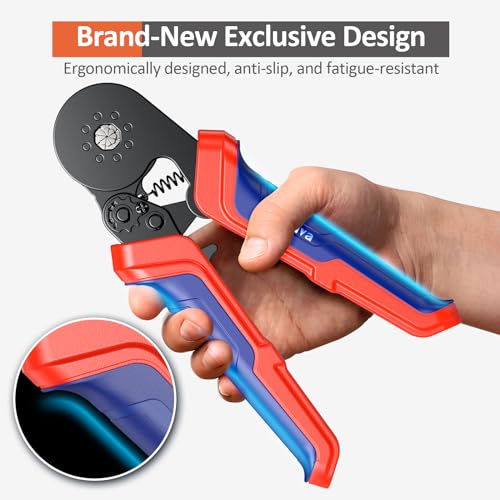 Preciva Ferrule Crimping Tool Kit, Octagonal Crimping Pliers with 1250PCS Single & Twin Ferrules Connectors, Self-Adjustable Ratchet Ferrule Terminals Crimper AWG 23-7 - Image 5