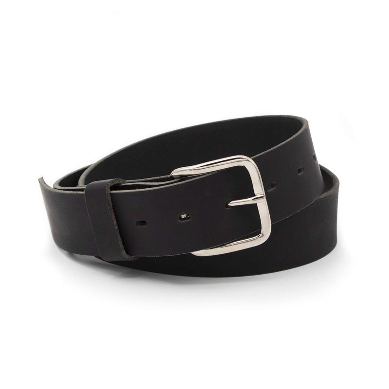 Main Street Forge Journeyman Leather Belt Made in USA Black wSilver Buckle Size 34