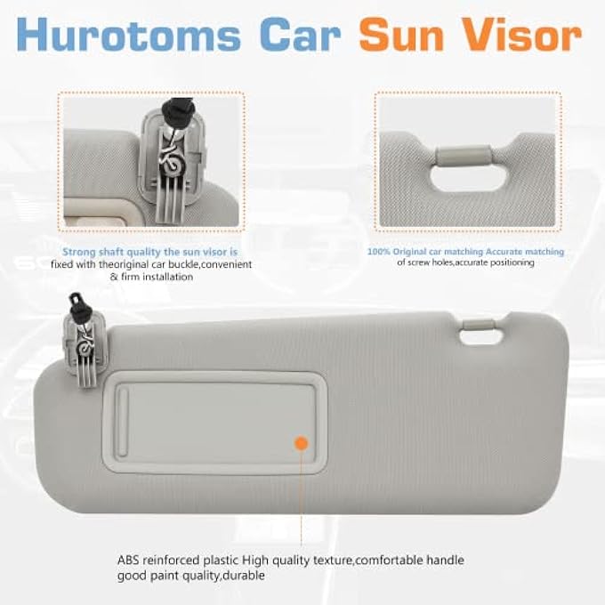 Hurotoms Left Driver Side Sun Visor with Mirror and Vanity Light for Mazda CX-9 2010 2011 2012 2013 2014 2015 Visor Assembly,Replacement TDY1-69-320(Gray) - Image 4