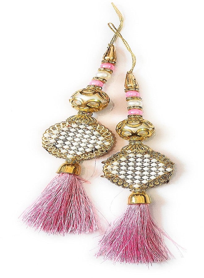 لباس طقم شرابات معلقة بتصميم عرقي للنساء من قطعتين من ليباس فاشن بلوز لاتكان المصنوع يدوياً (لون وردي فاتح) - Image 3