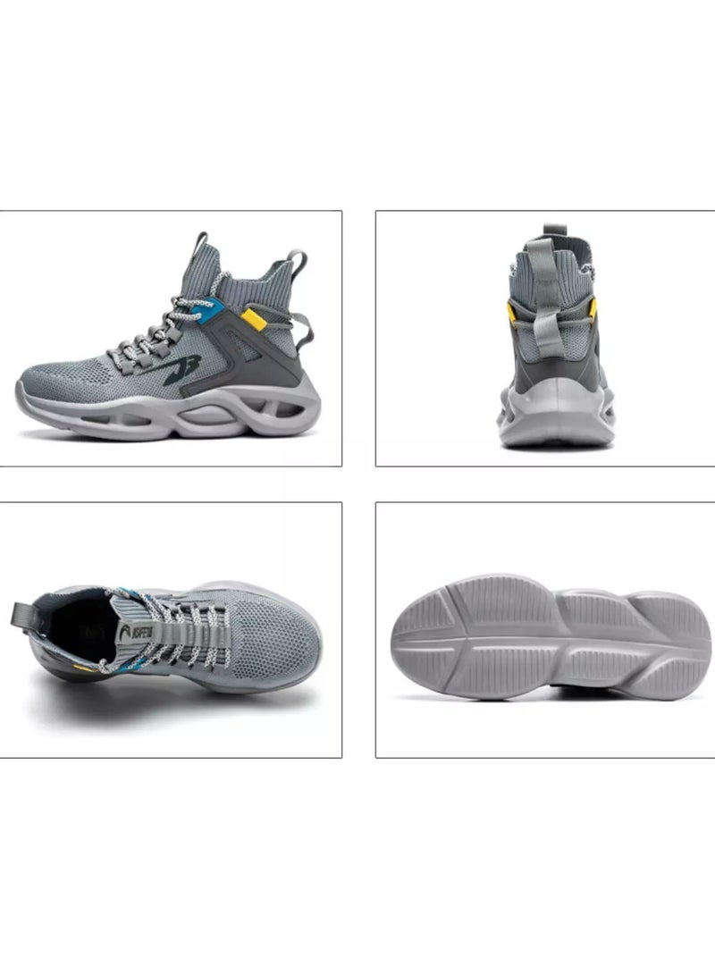 Men's Woven Breathable Steel Toe Puncture Proof Cushioned Safety Shoes Comfy Non Slip Rubber Sole Durable Work Shoes Men's Footwear (40 EUR)  - Image 4