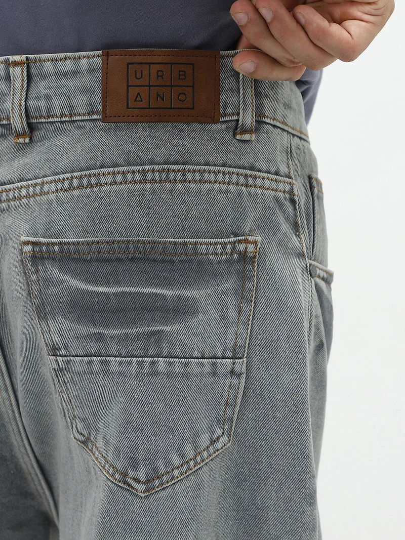 Urbano Fashion  Urbano Fashion Men's Ice Grey Loose Baggy Fit Washed Jeans Non-Stretchable  | Best Price UAE