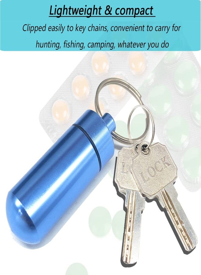 EFFIET 5 Packs Mini Keychain Pill Holder Fob, Waterproof Portable Tablets Container Case Aluminum Outdoor Camping Emergency Pill Capsule Box Bottle - Image 4