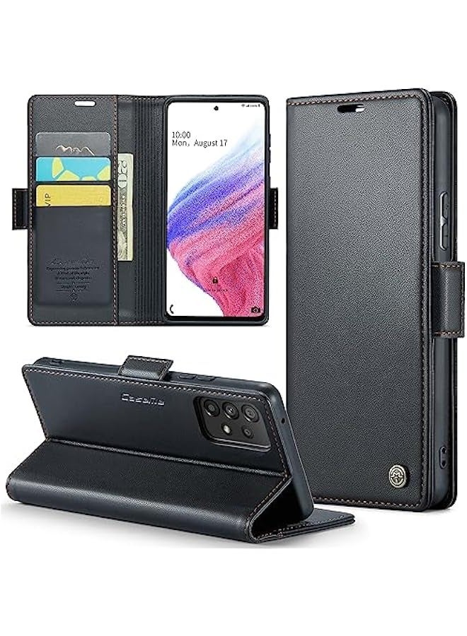 حافظة جلدية لهاتف Samsung Galaxy A53 5G بشاشة 6.5 بوصة - أسود - Image 1