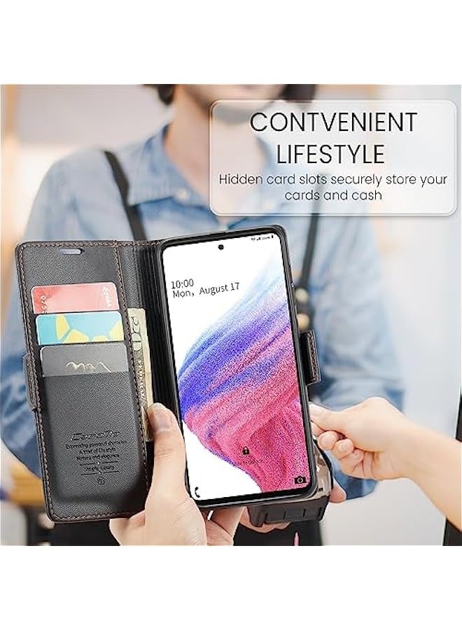 حافظة جلدية لهاتف Samsung Galaxy A53 5G بشاشة 6.5 بوصة - أسود - Image 5