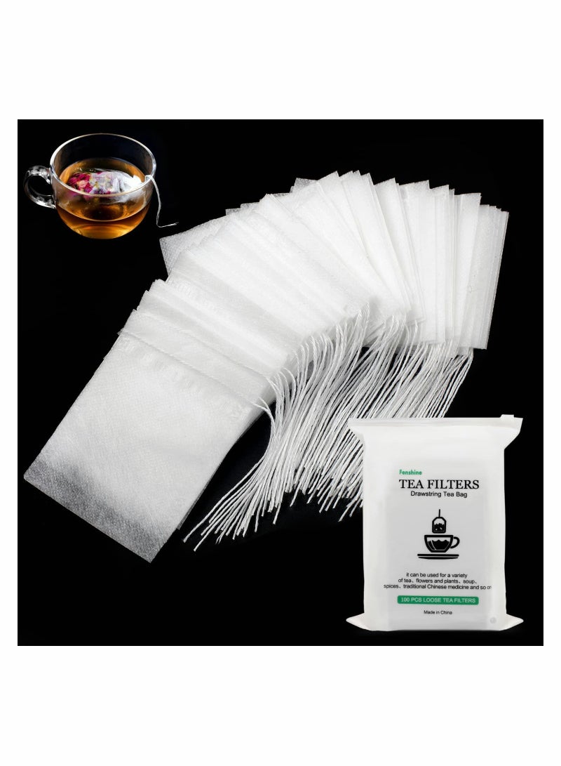 Zikra 100 Pcs Tea Filter Bags with Drawstring Design Food Grade Reusable for Cooking Soaking Medicinal Liquor Tea Coffee Filter Store Spices 2.4 * 3.1 inch - Image 1
