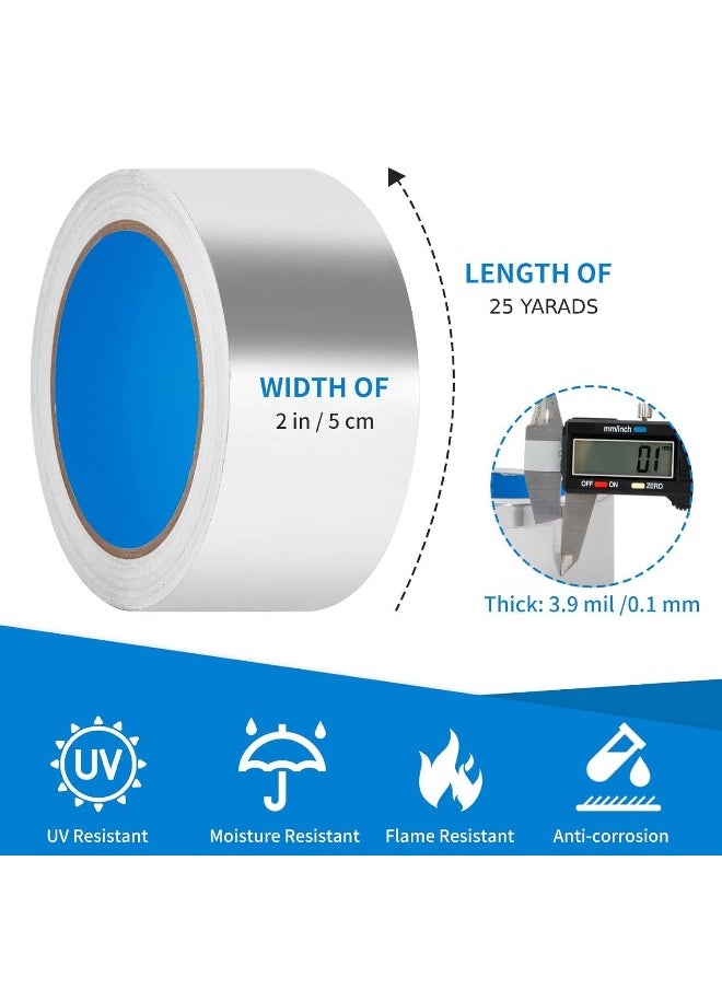 MOMENT - 1 Roll Aluminum Foil Tape | 2 Inches X 25 Yards | Insulation Adhesive Metal Tape For Hvac, Sealing & Patching Hot & Cold Air Ducts | Silver Tape For Metal Repair - Image 1