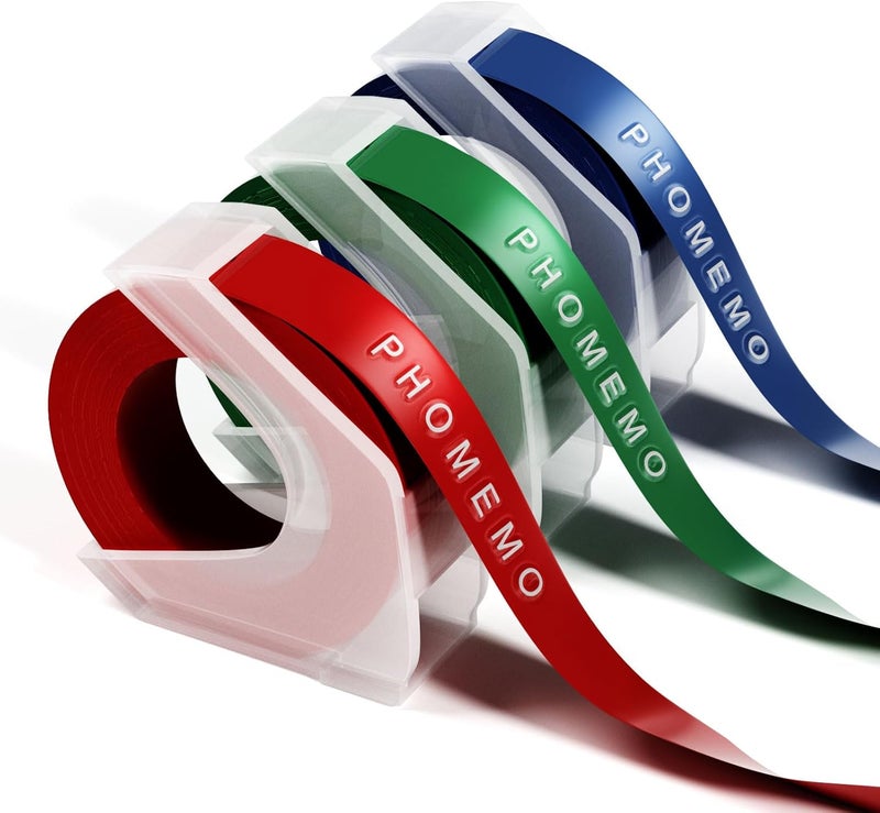 phomemo Embossing Label Tape Replacement For Dymo 3D 3/8 In X 9.8 Ft Plastic Embossing Label Tapes 9Mm Replacement For Organizer Xpress Pro Label Maker, White On Black/Gold/Pink, 3-Pack - Image 1