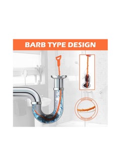 Generic Pipe Dredging Brush Bathroom Hair Sewer Sink Cleaning Pipe Dredger Drain Cleaner Hook Dredging Floor Hair Remover Toilet Tool Barb type  - Image 1