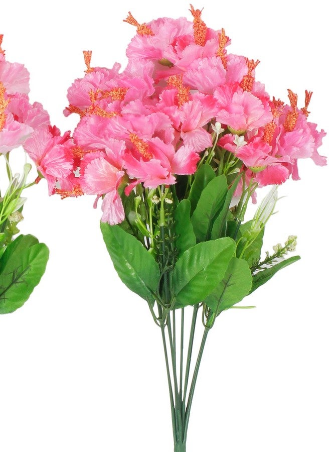 Fourwalls Polyester Fabric and Plastic Artificial Habicicus Flower Bunches (10 cm x 10 cm x 48 cm, Pink, Set of 2) - Image 2