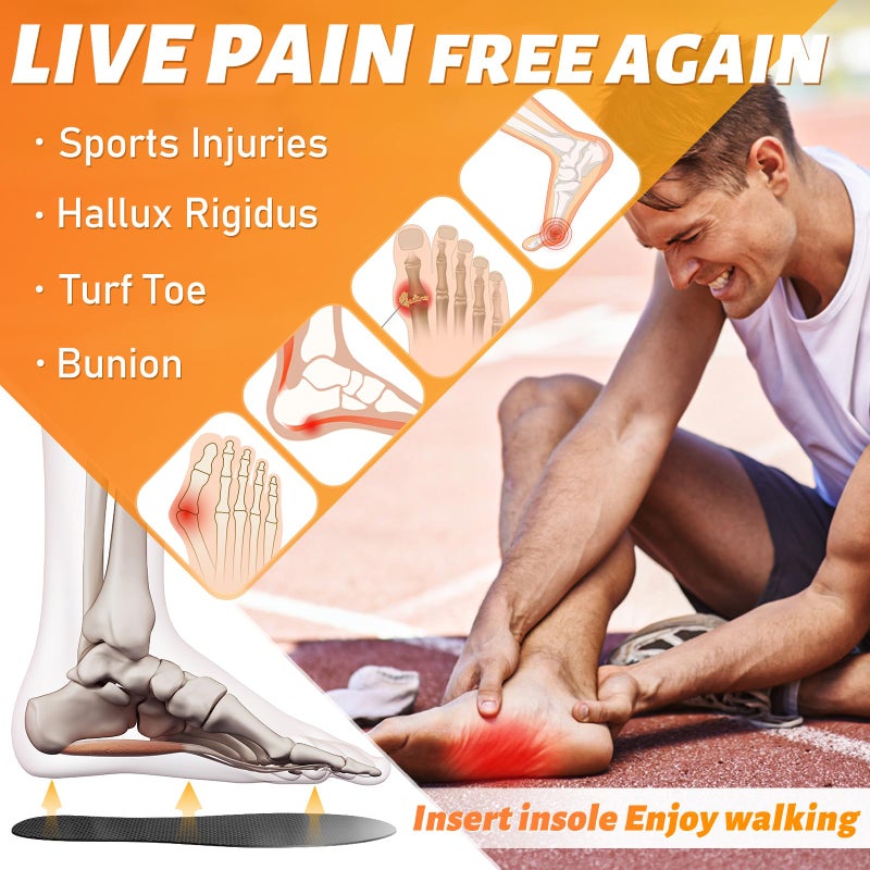 UBARONY Carbon Fiber Insole 1 Pair Titanium-Enhanced for Recover Quicker of Turf Toe, Foot Fractures, Hallux Rigidus, Limitus, Rigid Shoe Insert for Sports, Hiking, Trekking, Basketball, Running Faster,275mm - Image 4