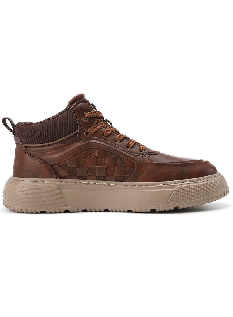 Sky View SKY VIEW Men's Fashion Shoes Ultrafine Fiber Vamp Casual Ankle Boots For Men Non Slip Lace Up Chunky Sneakers Cushioned And Lightweight Mid Top Walking Shoes Brown-07  - Image 2