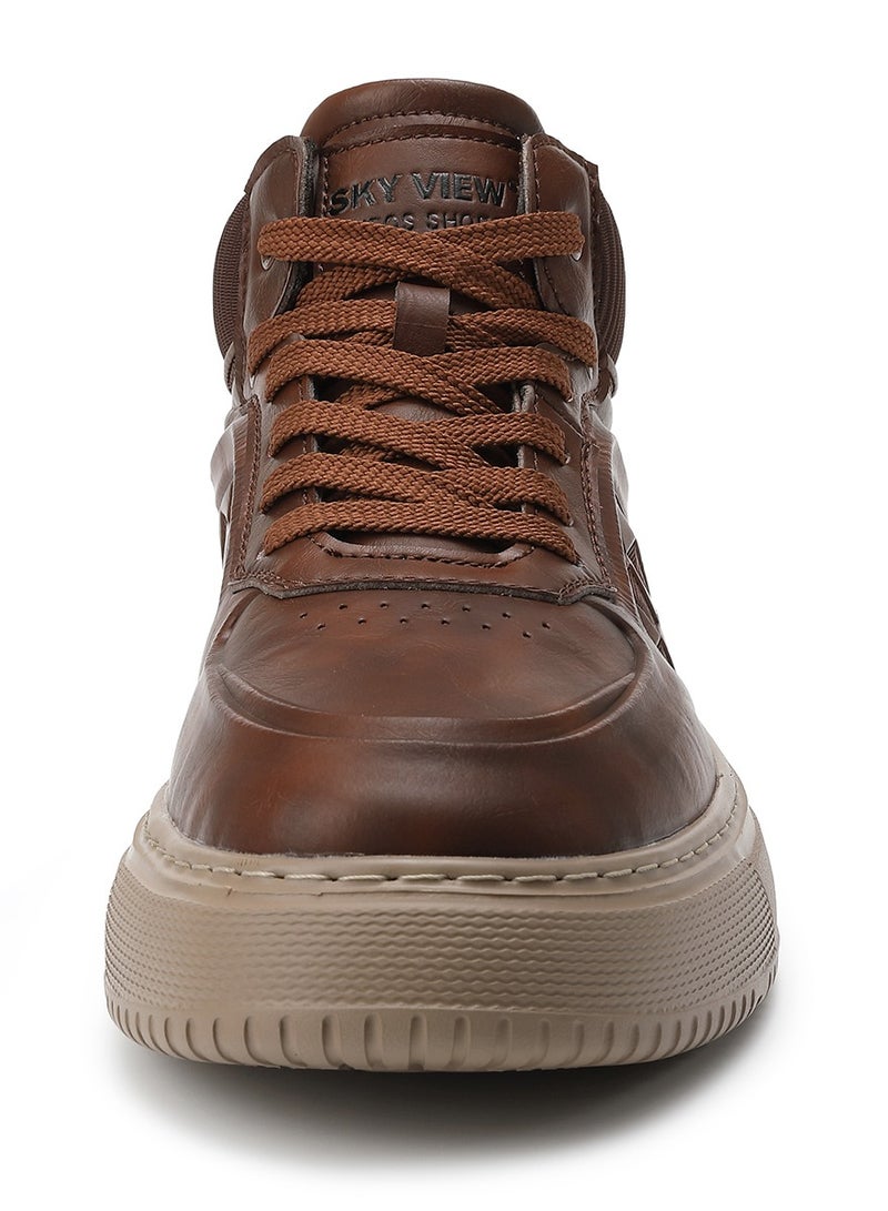 Sky View SKY VIEW Men's Fashion Shoes Ultrafine Fiber Vamp Casual Ankle Boots For Men Non Slip Lace Up Chunky Sneakers Cushioned And Lightweight Mid Top Walking Shoes Brown-07  - Image 3