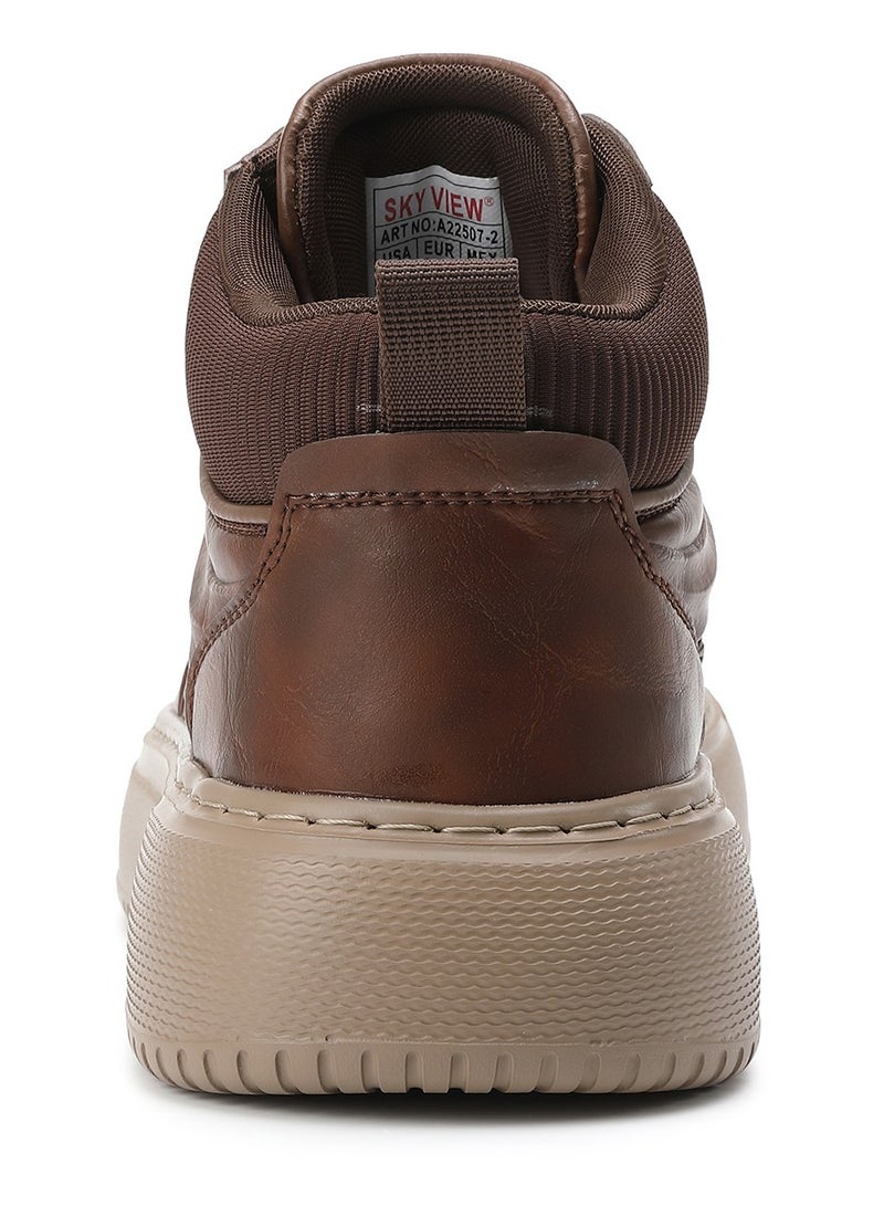 Sky View SKY VIEW Men's Fashion Shoes Ultrafine Fiber Vamp Casual Ankle Boots For Men Non Slip Lace Up Chunky Sneakers Cushioned And Lightweight Mid Top Walking Shoes Brown-07  - Image 4