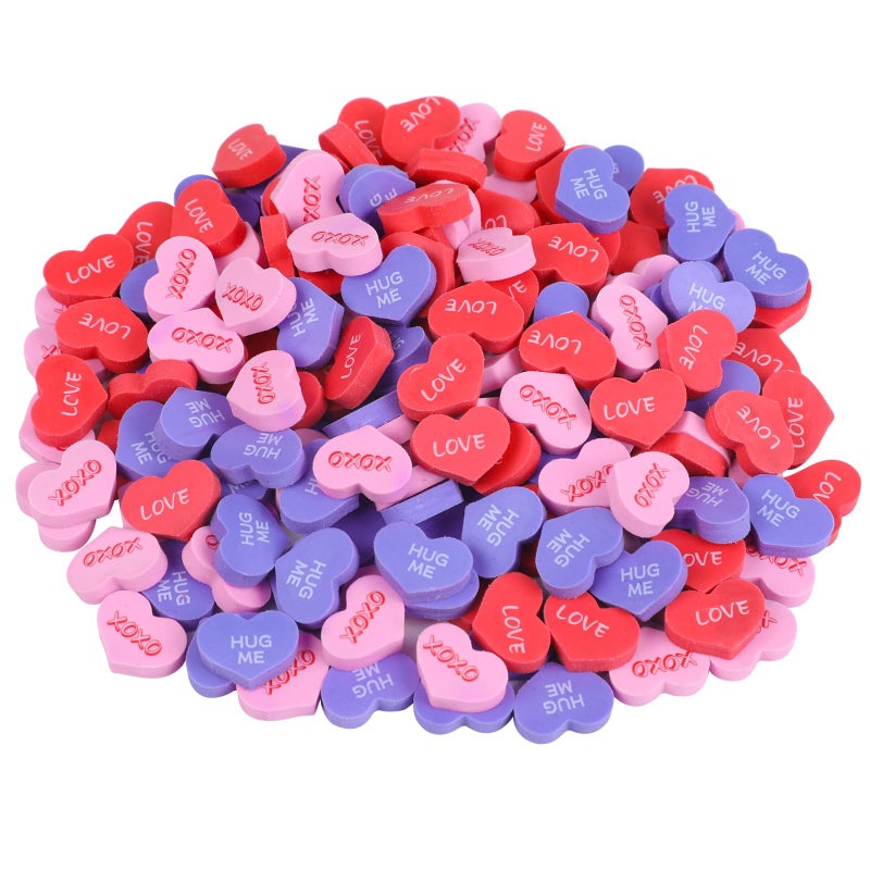 FOIMAS 210pcs Valentine's Day Erasers Conversation Heart Mini Erasers Bulk Novelty Pencil Eraser for Valentine's Day Party Gift Filling Classroom School Rewards - Image 1