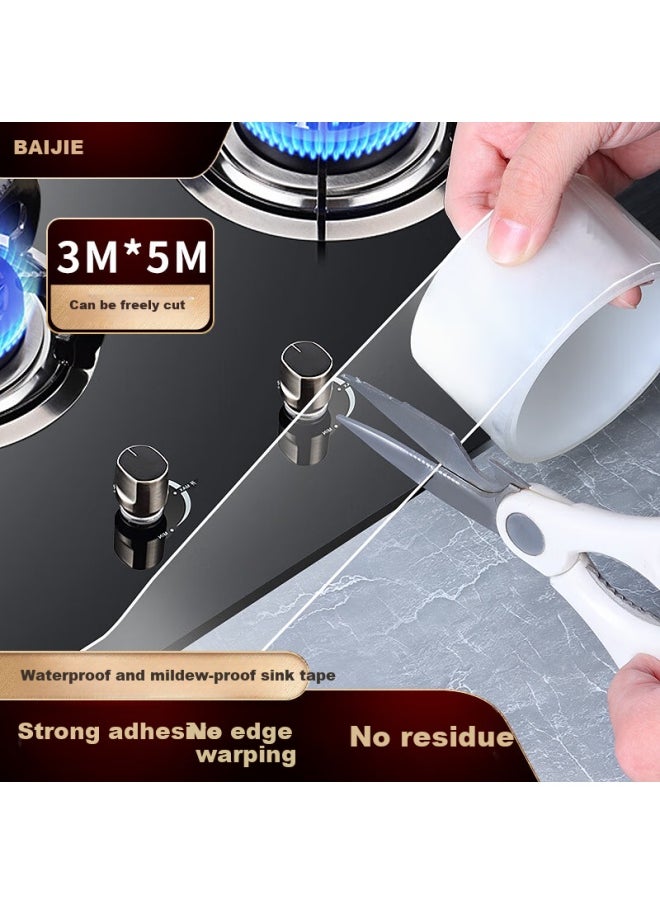 Bai Jie Baijie Waterproof Mold-proof Seam Tape Oil-proof Sticker Kitchen Waterproof Adhesive Sink Edge Sealing Strip Pool Water Barrier  - Image 1
