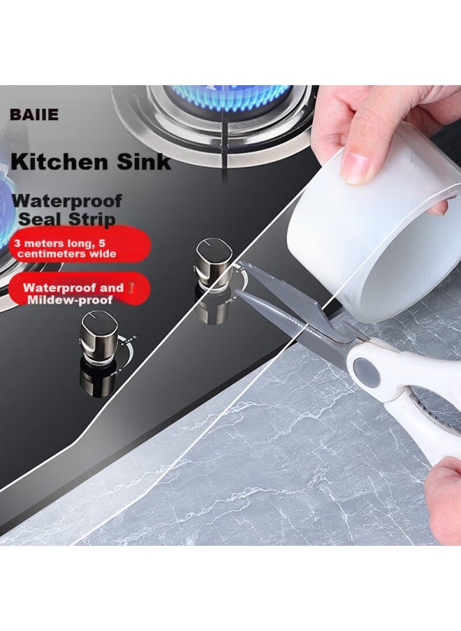 Bai Jie Baijie Waterproof Mold-proof Seam Tape Oil-proof Sticker Kitchen Waterproof Adhesive Sink Edge Sealing Strip Pool Water Barrier  - Image 2
