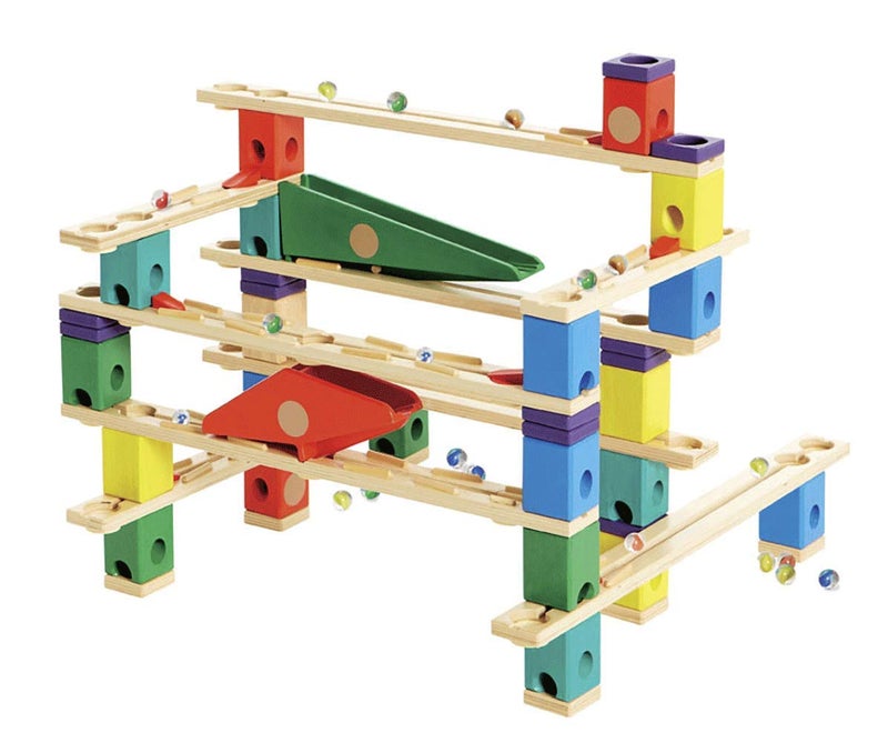 Hape Wooden Quadrilla Marble Run Vertigo Construction with Instruction| 134-PIECE STEM Educational Learning Toys for Kids - Image 1