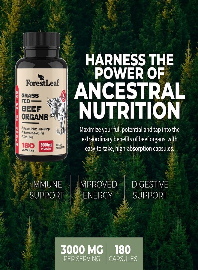 ForestLeaf Beef Organ Supplement - Grass Fed & Pasture Raised - Total Body Wellness & Performance, Organ Complex with 3000mg of Desiccated Beef Liver, Heart, Kidney, Pancreas, Spleen (180 Capsules) - Image 2