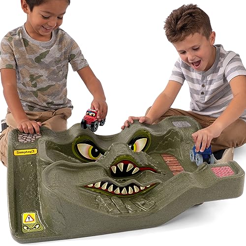 SIMPLAY3 Title Simplay3 Monster City Extreme Wheels Car Race Track Table 2 Sided Portable Kids Play Table with 2 Race Trucks Green Made in USA - Image 1