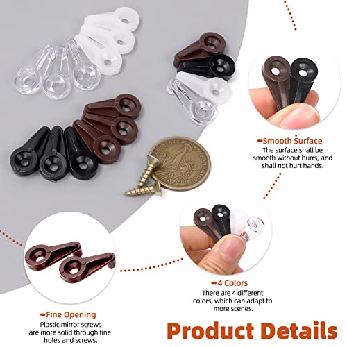 Tanstic 240Pcs Glass Retainer Clips Kit, 4 Colors 4mm Cabinet Glass Clips, Cabinet Door Retainer Clips, Plastic Mirror Clips with Screws for Fixing Glass Cabinet Doors(White/Transparent/Brown/Black) - Image 4
