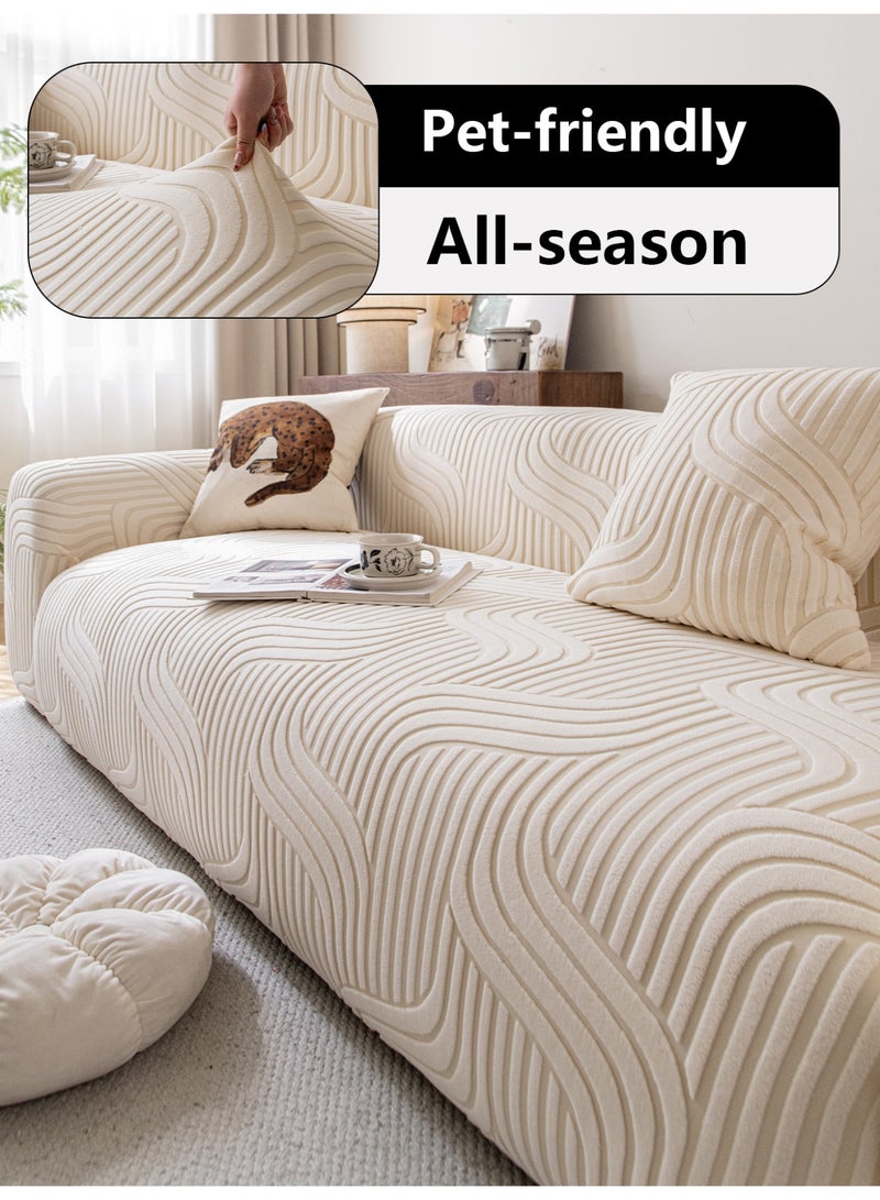 Minimalist Wave Pattern Sofa Cover, Pet-Friendly & All-Season, 1 Count - Image 1
