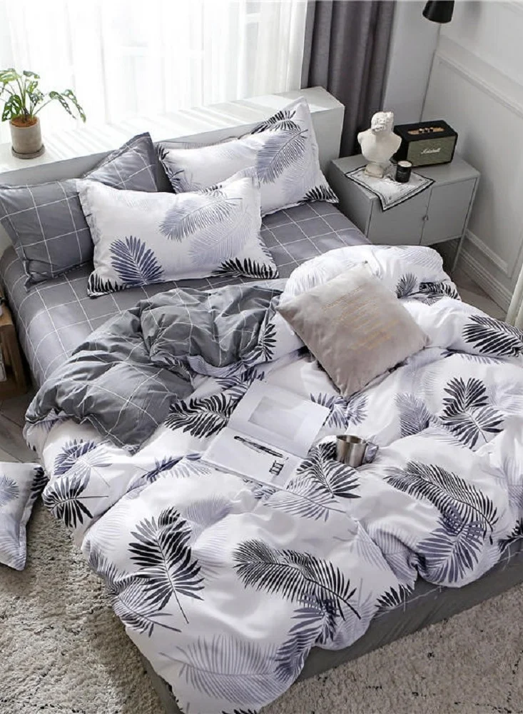 Sharpdo 4-piece Bedding Set Sheet Set Comforter Set Luxurious Cotton And Soft Microfiber With 1 Duvet/quilt Cover And 1 Flat Sheet And 2 Pillowcases King 2.2m Bed (220*240cm)