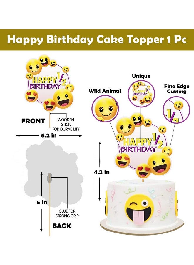 Party Propz Emoji Theme Half Birthday Decoration- Set of 52Pcs, Smiley Birthday Theme For Kids | Smiley Balloons for Birthday Decoration | Half Birthday Decoration For Baby Boy | Emoji Theme Birthday Decoration Kit - Image 5