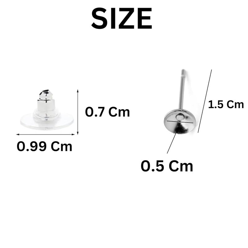 ST logo Cup Pad Blank Earring Pin Studs with Silicone Earring Backs Stopper for Jewelry Making Findings DIY Art & Craft (40 + 40 Pcs Golden + Silver Combo Pack) - Image 3