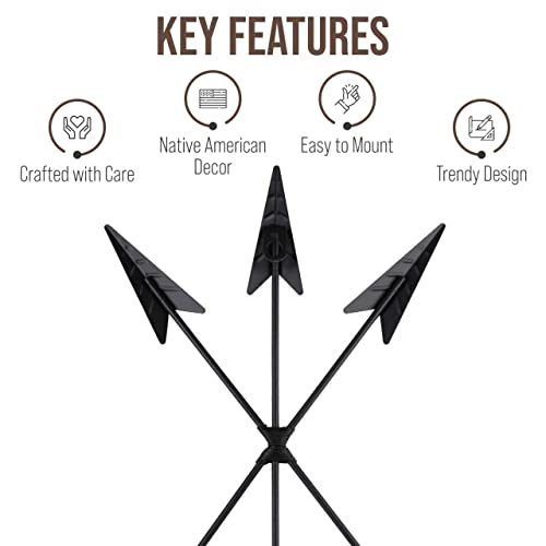 CraftyCrocodile ديكور جداري معلق على شكل سهم حديدي من CraftyCrocodile - على الطراز الأمريكي الأصلي، الشيروكي، النافاجو، الهندي، الغربي، القبلي، والقرون الوسطى - معدني ريفي مع لمسات من الذهب لغرفة النوم، غرفة المعيشة، والمطبخ - Image 2