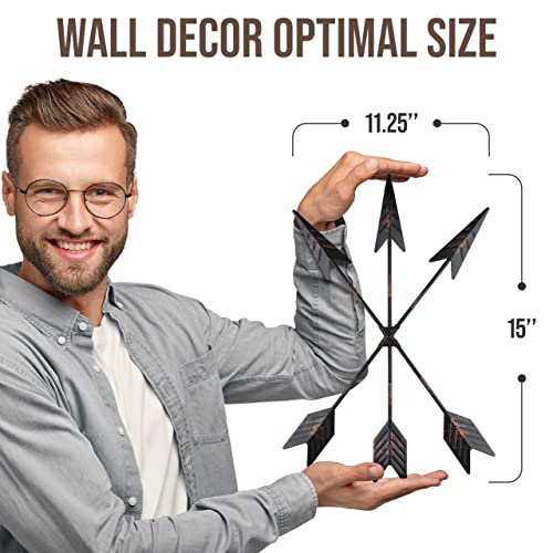 CraftyCrocodile ديكور جداري معلق على شكل سهم حديدي من CraftyCrocodile - على الطراز الأمريكي الأصلي، الشيروكي، النافاجو، الهندي، الغربي، القبلي، والقرون الوسطى - معدني ريفي مع لمسات من الذهب لغرفة النوم، غرفة المعيشة، والمطبخ - Image 3